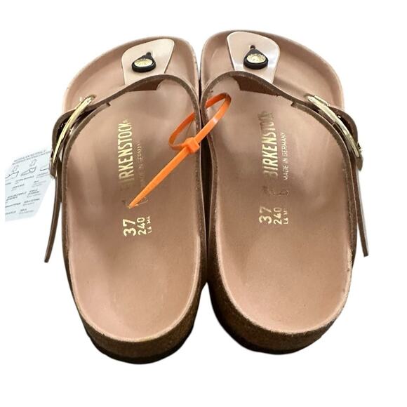 Birkenstock Gizeh Big Buckle Natural Leather Patent High Shine Light Beige EU 37 - Picture 5 of 11